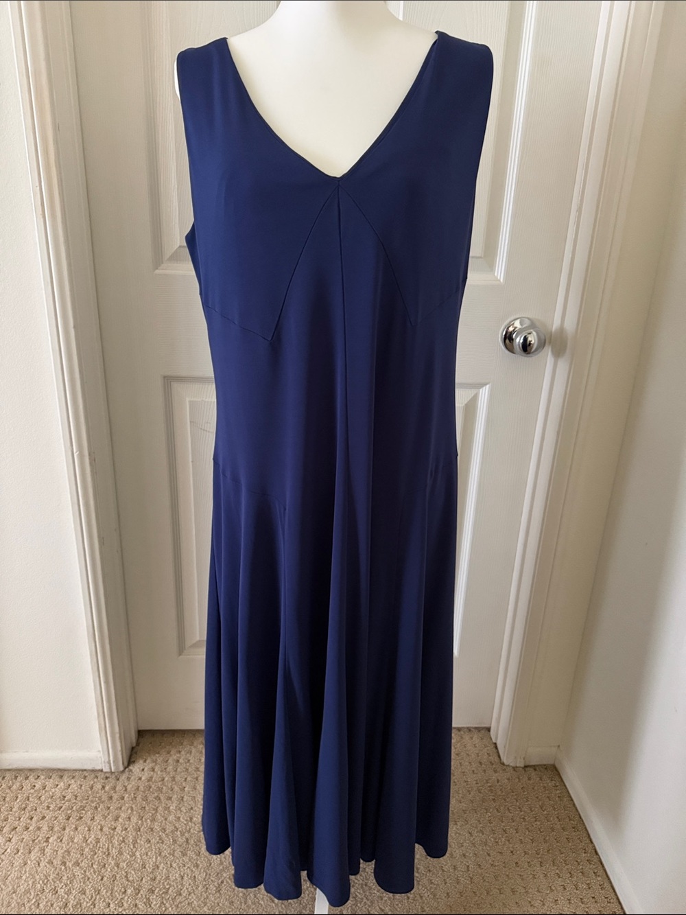 Lauren Ralph Lauren Navy V-Neck Midi Dress